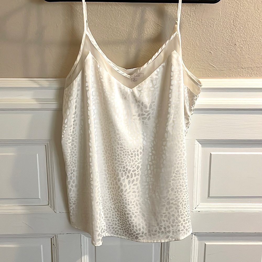 White silk leopard print tank top, size small